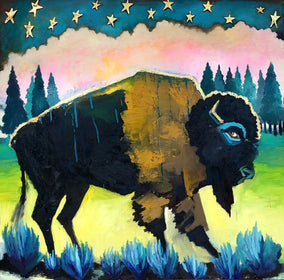 Original art for sale at UGallery.com | Golden Horn by Scott Dykema | $5,400 | mixed media artwork | 48' h x 48' w