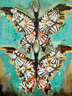 Original art for sale at UGallery.com | In Flight Together by Scott Dykema | $3,575 | mixed media artwork | 40' h x 30' w