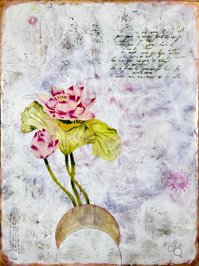 Original art for sale at UGallery.com | Lotus Moon by Shannon Amidon | $3,675 | mixed media artwork | 40' h x 30' w