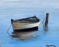 Original art for sale at UGallery.com | Rowboat by Shela Goodman | $300 | oil painting | 11' h x 14' w | thumbnail 1
