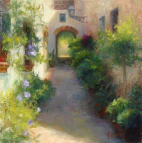 Original art for sale at UGallery.com | Marbella Alley by Sherri Aldawood | $525 | oil painting | 12' h x 12' w
