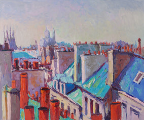 Original art for sale at UGallery.com | Roofs of the City, Paris by Suren Nersisyan | $750 | oil painting | 20' h x 24' w