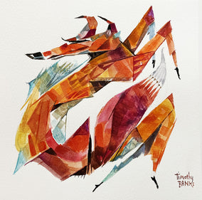 Original art for sale at UGallery.com | Fox in Flight by Timothy Banks | $275 | watercolor painting | 8' h x 8' w