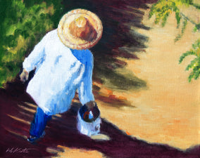 Original art for sale at UGallery.com | Spring Shadows and Straw Hat by Warren Keating | $1,950 | oil painting | 16' h x 20' w
