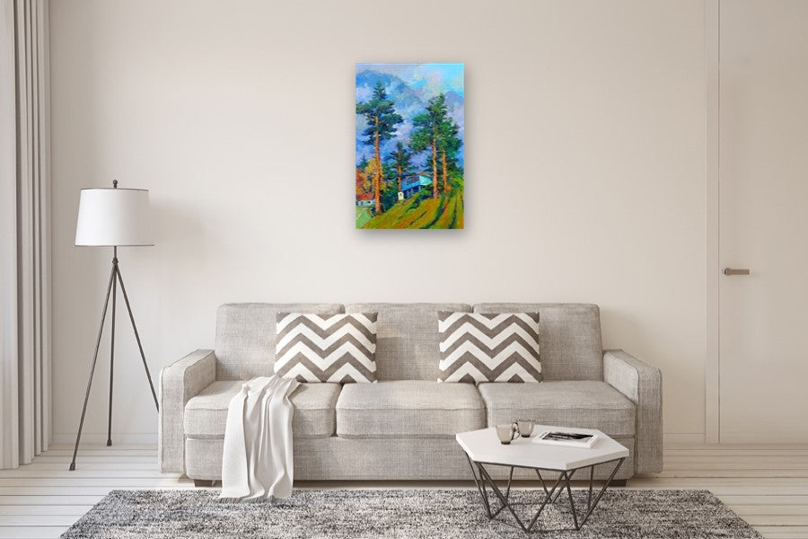 Pine Trees in the Mountains, After the Rain by Suren Nersisyan |  In Room View of Artwork