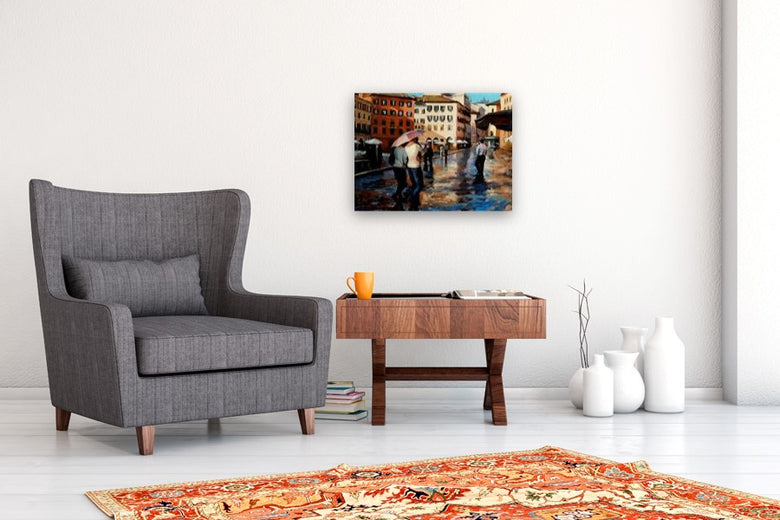 Unpredictable Weather in Piazza Navona by Jonelle Summerfield |  In Room View of Artwork