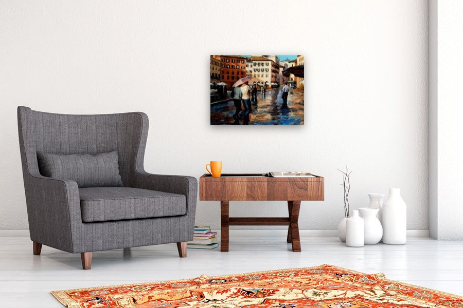 Unpredictable Weather in Piazza Navona by Jonelle Summerfield |  In Room View of Artwork