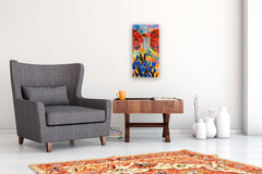 Original art for sale at UGallery.com | Central Park New York, Irises by Yelena Sidorova | $500 | mixed media artwork | 24' h x 12' w | thumbnail 5