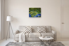 Original art for sale at UGallery.com | Pink Water Lilies: August by Onelio Marrero | $2,000 | oil painting | 24' h x 30' w | thumbnail 5