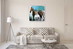 Original art for sale at UGallery.com | A Horse With Drips 3 by Scott Dykema | $1,875 | mixed media artwork | 36' h x 36' w | thumbnail 5
