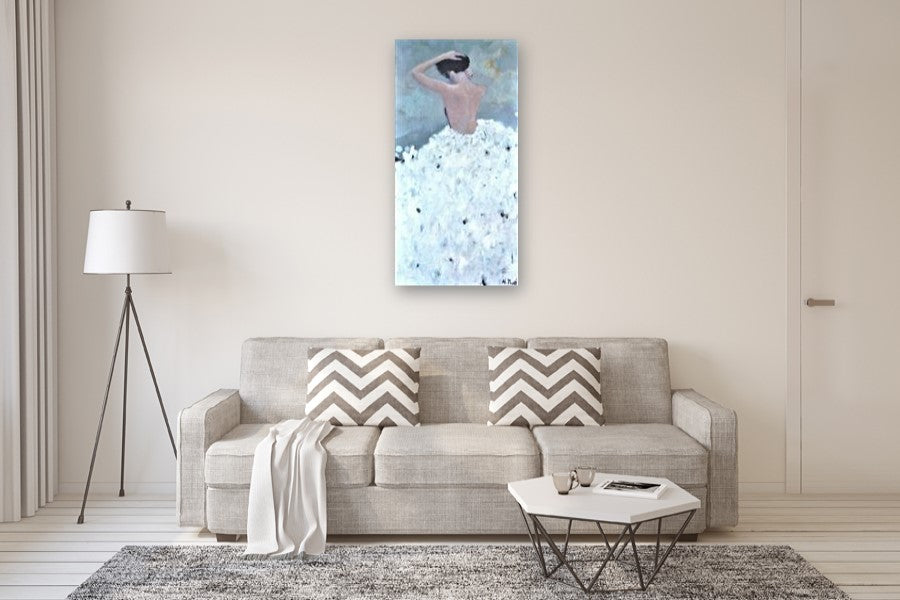 Evening Figure In White Dress by Mary Pratt |  In Room View of Artwork