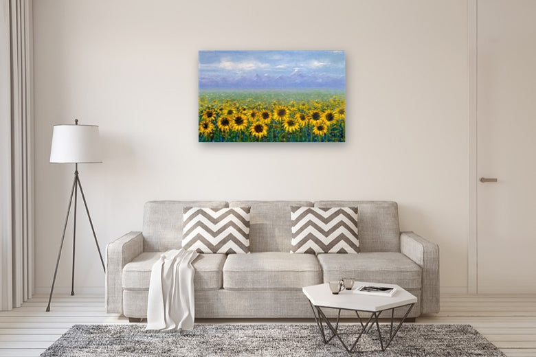 Field of Sunflowers by Sally Adams |  In Room View of Artwork