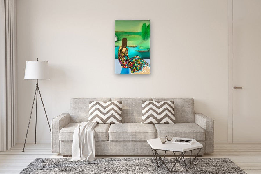 Quiet Horizon Green by Mikhail Zuyeu |  In Room View of Artwork