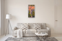 Original art for sale at UGallery.com | Multnomah Falls Bridge by Karen E Lewis | $1,700 | oil painting | 36' h x 18' w | thumbnail 5