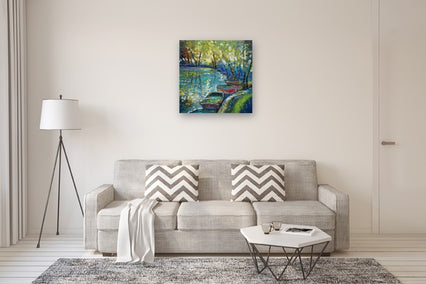 acrylic painting by Kip Decker titled Summer Boats 2