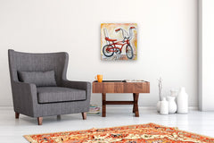 Original art for sale at UGallery.com | Vintage Bike by Kira Yustak | $750 | acrylic painting | 20' h x 20' w | thumbnail 5