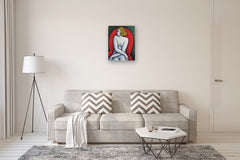 Original art for sale at UGallery.com | Naked on the Red Sofa by Guillermo Martà Ceballos | $1,100 | pastel artwork | 25.6' h x 19.5' w | thumbnail 5