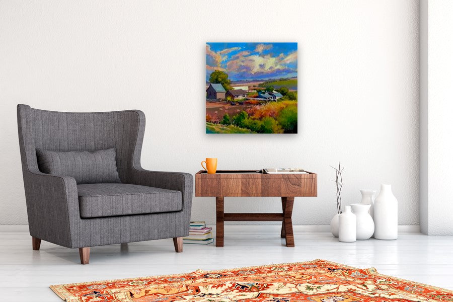 Overlooking the Farm by Sri Rao |  In Room View of Artwork