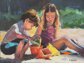 Original art for sale at UGallery.com | At the Sea-Side by Claudia Verciani | $1,050 | oil painting | 12' h x 16' w