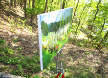 Original art for sale at UGallery.com | Cypresses and Orchard, Springtime by Janet Dyer | $700 | acrylic painting | 12' h x 24' w | thumbnail 2