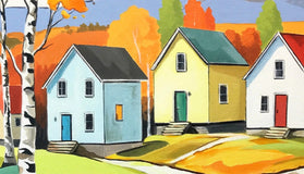 Original art for sale at UGallery.com | Cabins in the Woods by John Jaster | $850 | acrylic painting | 20' h x 20' w | thumbnail 4