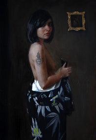 oil painting by John Kelly titled Woman with Tattoo
