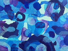 Original art for sale at UGallery.com | Faliraki by Johnny Karwan | $625 | mixed media artwork | 18' h x 24' w