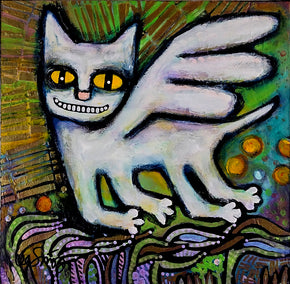 mixed media artwork by Lee Smith titled All Cats Go To Heaven II