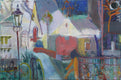 Original art for sale at UGallery.com | In Town by Robert Hofherr | $1,350 | acrylic painting | 24' h x 36' w | thumbnail 1