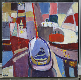 Sailboat with a Red Mast by Robert Hofherr |  Context View of Artwork 