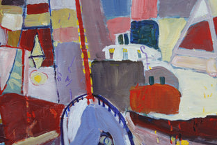 Sailboat with a Red Mast by Robert Hofherr |   Closeup View of Artwork 