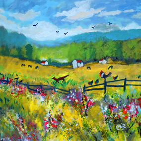 Original art for sale at UGallery.com | Red Fox Alert by Kip Decker | $2,400 | acrylic painting | 30' h x 30' w