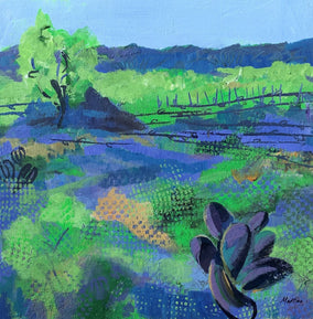Original art for sale at UGallery.com | A Cool Cactus by Paula Martino | $375 | mixed media artwork | 12' h x 12' w
