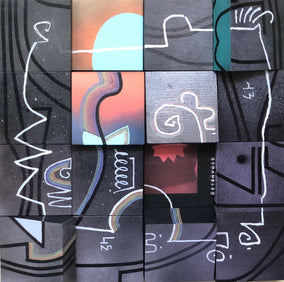 Original art for sale at UGallery.com | Scrambled by Janine Etherington | $1,300 | mixed media artwork | 16' h x 16' w