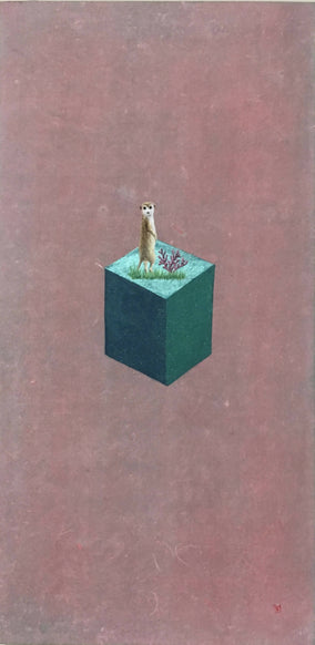 Original art for sale at UGallery.com | Meerkat & Coral Reef by Heejin Sutton | $700 | mixed media artwork | 15' h x 7.5' w