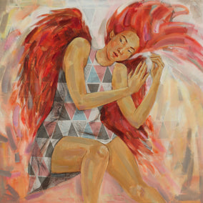 Original art for sale at UGallery.com | Inside out /Red/ by Mika Burt | $4,350 | oil painting | 39.27' h x 39.27' w