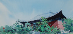 Original art for sale at UGallery.com | Watercolor Impressions of Chinese Architecture 6 by Siyuan Ma | $275 | watercolor painting | 6.3' h x 13' w
