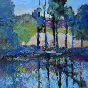 Original art for sale at UGallery.com | Trees by the Still Water by Kip Decker | $2,100 | acrylic painting | 30' h x 30' w