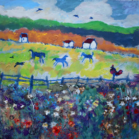 Original art for sale at UGallery.com | Farm Frolics by Kip Decker | $2,400 | acrylic painting | 30' h x 30' w