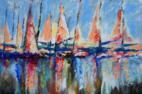 Original art for sale at UGallery.com | Harbor Sails Flapping by Kip Decker | $2,200 | acrylic painting | 24' h x 36' w