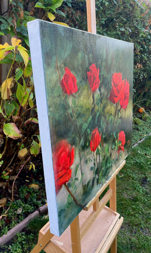 Seven Red Roses by Hilary Gomes |  Side View of Artwork 