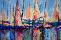 Original art for sale at UGallery.com | Harbor Sails Flapping by Kip Decker | $2,200 | acrylic painting | 24' h x 36' w | thumbnail 4