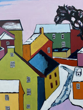 Original art for sale at UGallery.com | Snow Covered Town by Laura (Yi Zhen) Chen | $550 | acrylic painting | 20' h x 16' w