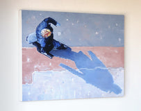 Original art for sale at UGallery.com | Shadow of a Man in Paris with Paper and Briefcase by Warren Keating | $2,600 | oil painting | 24' h x 36' w | thumbnail 3