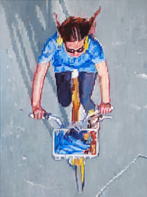 oil painting by Warren Keating titled Bicycling on a SummerÕs Day