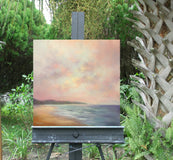 Original art for sale at UGallery.com | Crimson's Edge III: Waves at Daybreak by Gail Greene | $850 | oil painting | 20' h x 20' w | thumbnail 3