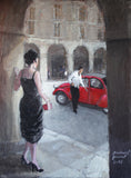 Original art for sale at UGallery.com | Rendez-vous on Place des Vosges by Bertrand Girard | $1,250 | acrylic painting | 29' h x 21' w | thumbnail 1