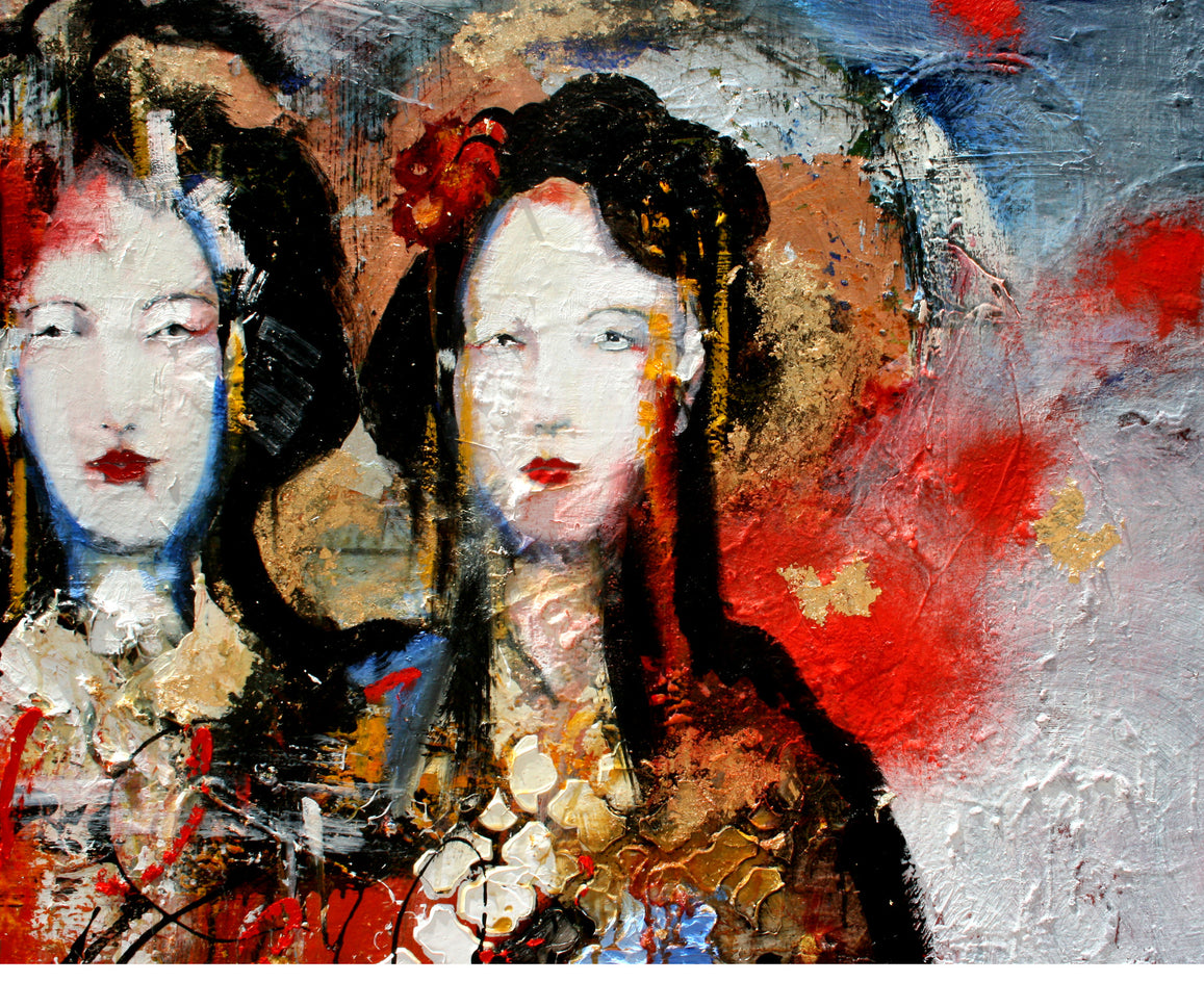 A Couple Geishas by Scott Dykema |  Side View of Artwork