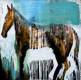 Original art for sale at UGallery.com | A Horse With Drips 3 by Scott Dykema | $1,875 | mixed media artwork | 36' h x 36' w | thumbnail 1