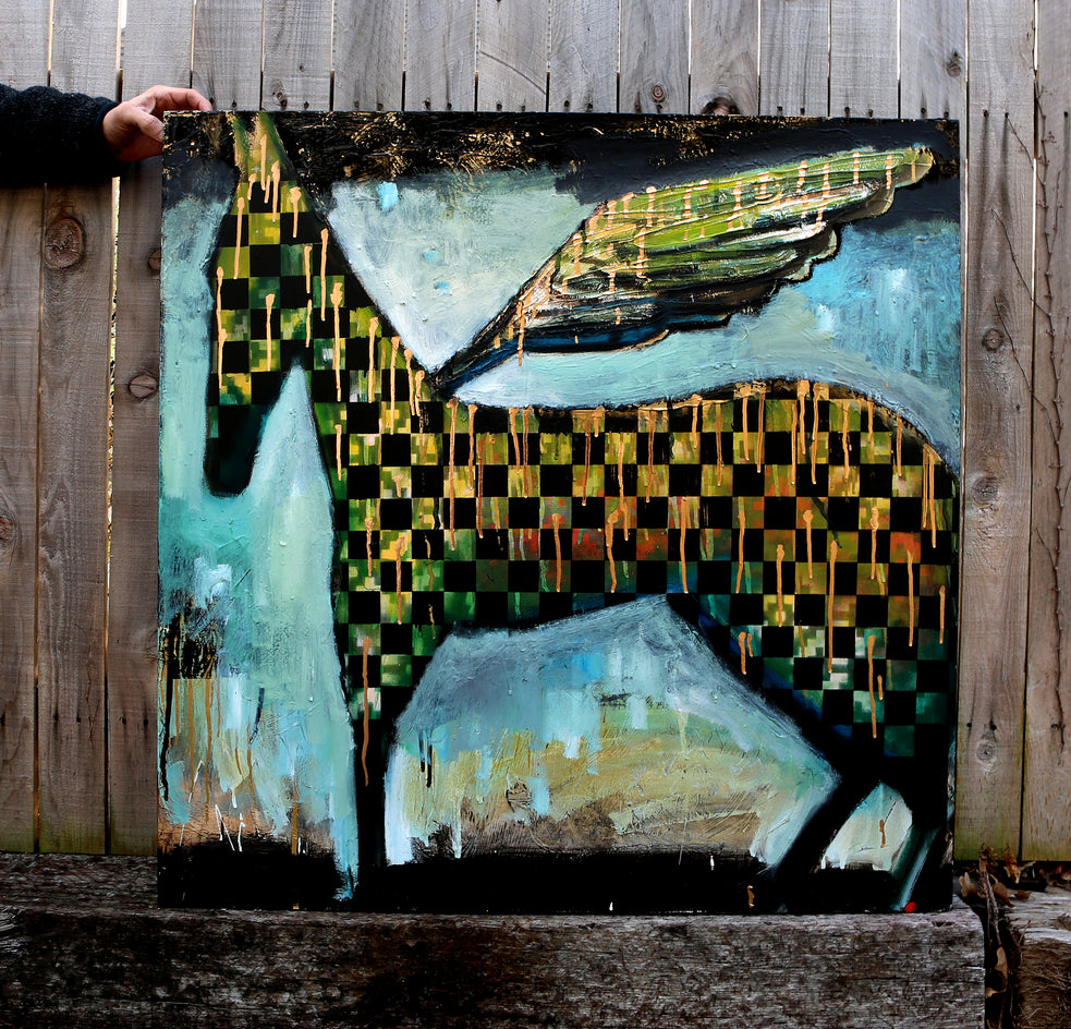 A Nighttime Checkered Horse With Wings by Scott Dykema |  Context View of Artwork